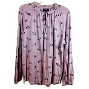 Chaps Womens Purple Floral Medium Tunic Top M NWT